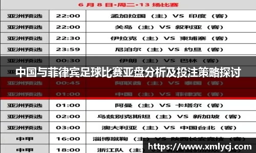 中国与菲律宾足球比赛亚盘分析及投注策略探讨